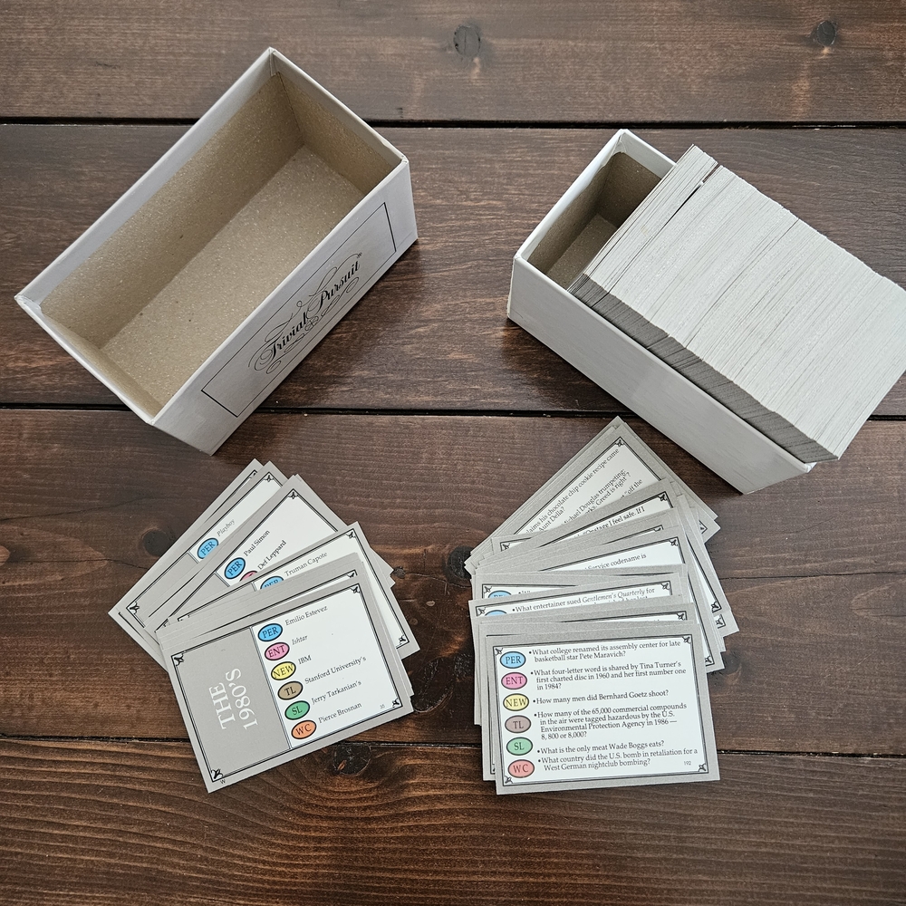 Vintage The 1980's‎ Trivia Pursuit Replacement Cards - 1 Box Approx. 450 cards